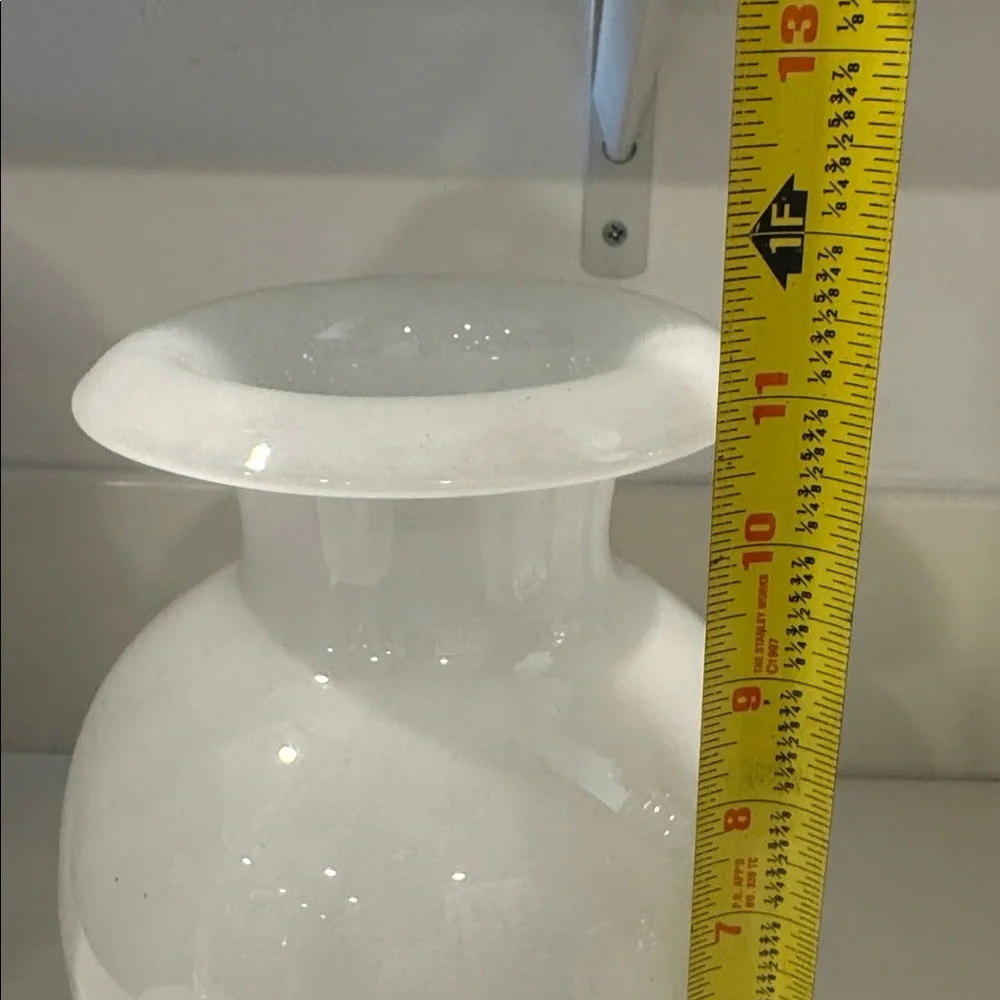Lavorazione Atre Murano Glass Large Millefiori White Vase, Made in Italy